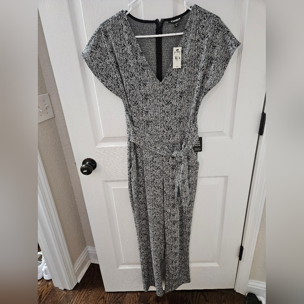 Black and White Patterned Jumpsuit